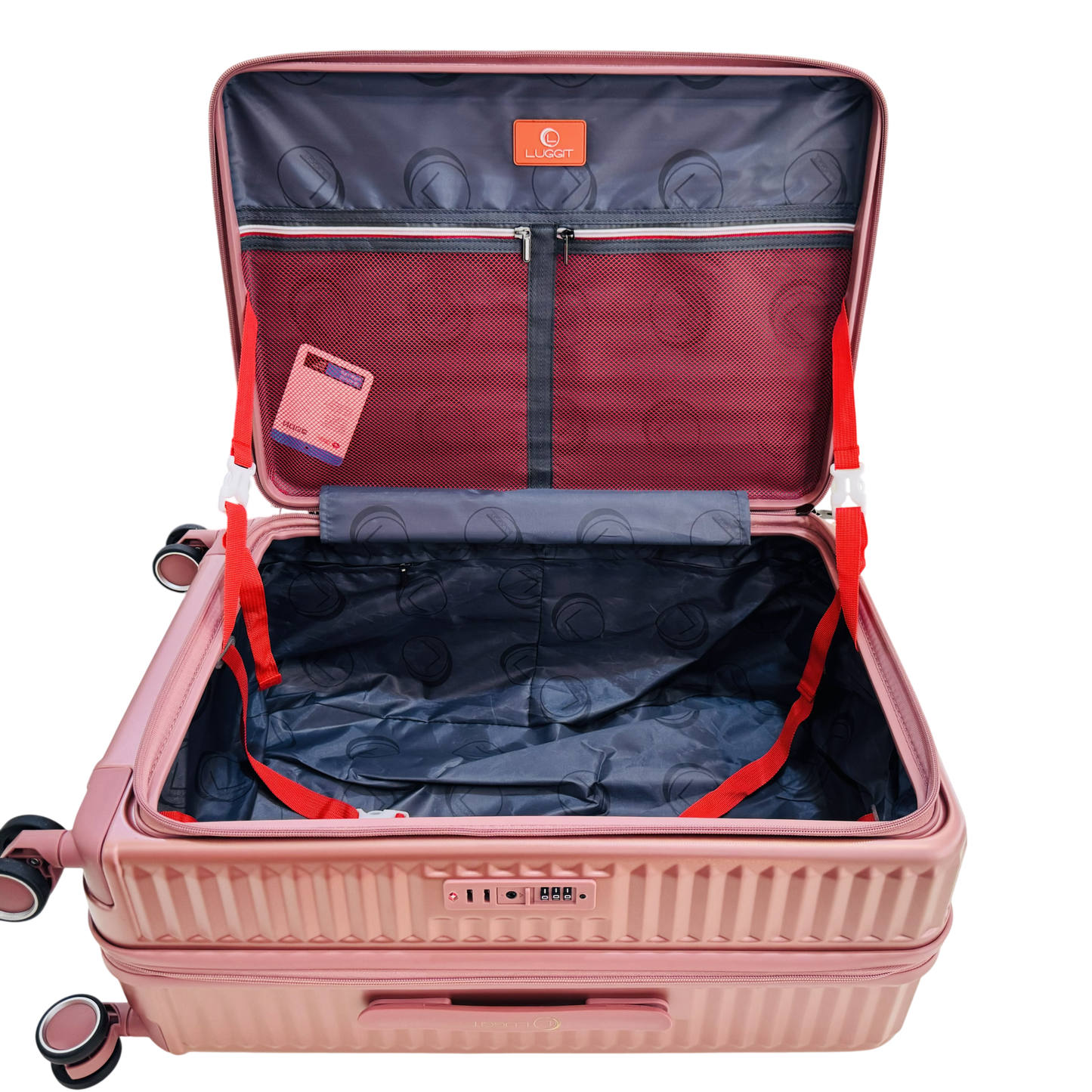 LUGGIT SFO 2.0 Premium Trolley Bag set of 3 ,SmartView Wide Opening Design,TSA Lock, Polycarbonate Hard Shell, Rose Gold