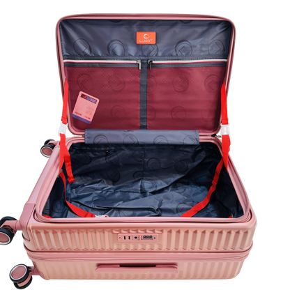 LUGGIT SFO 2.0 Premium Trolley Bag set of 3 ,SmartView Wide Opening Design,TSA Lock, Polycarbonate Hard Shell, Rose Gold