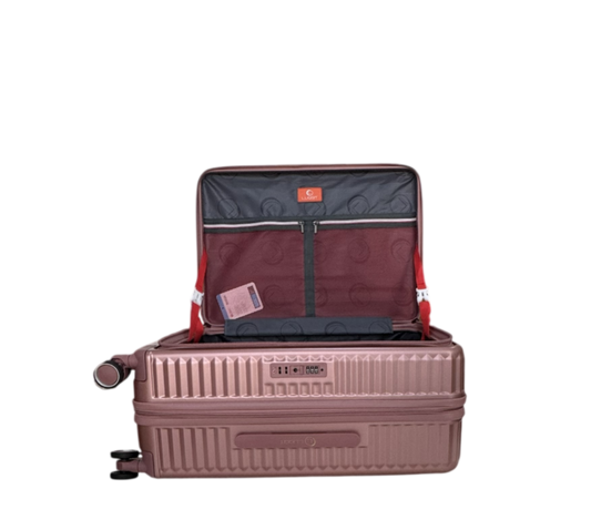 LUGGIT SFO 2.0 Premium Trolley Bag ,SmartView Wide Opening Design,TSA Lock, Polycarbonate Hard Shell, Rose Gold
