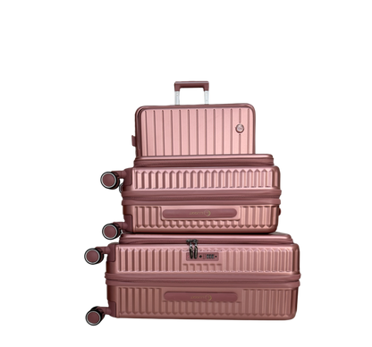 LUGGIT SFO 2.0 Premium Trolley Bag set of 3 ,SmartView Wide Opening Design,TSA Lock, Polycarbonate Hard Shell, Rose Gold