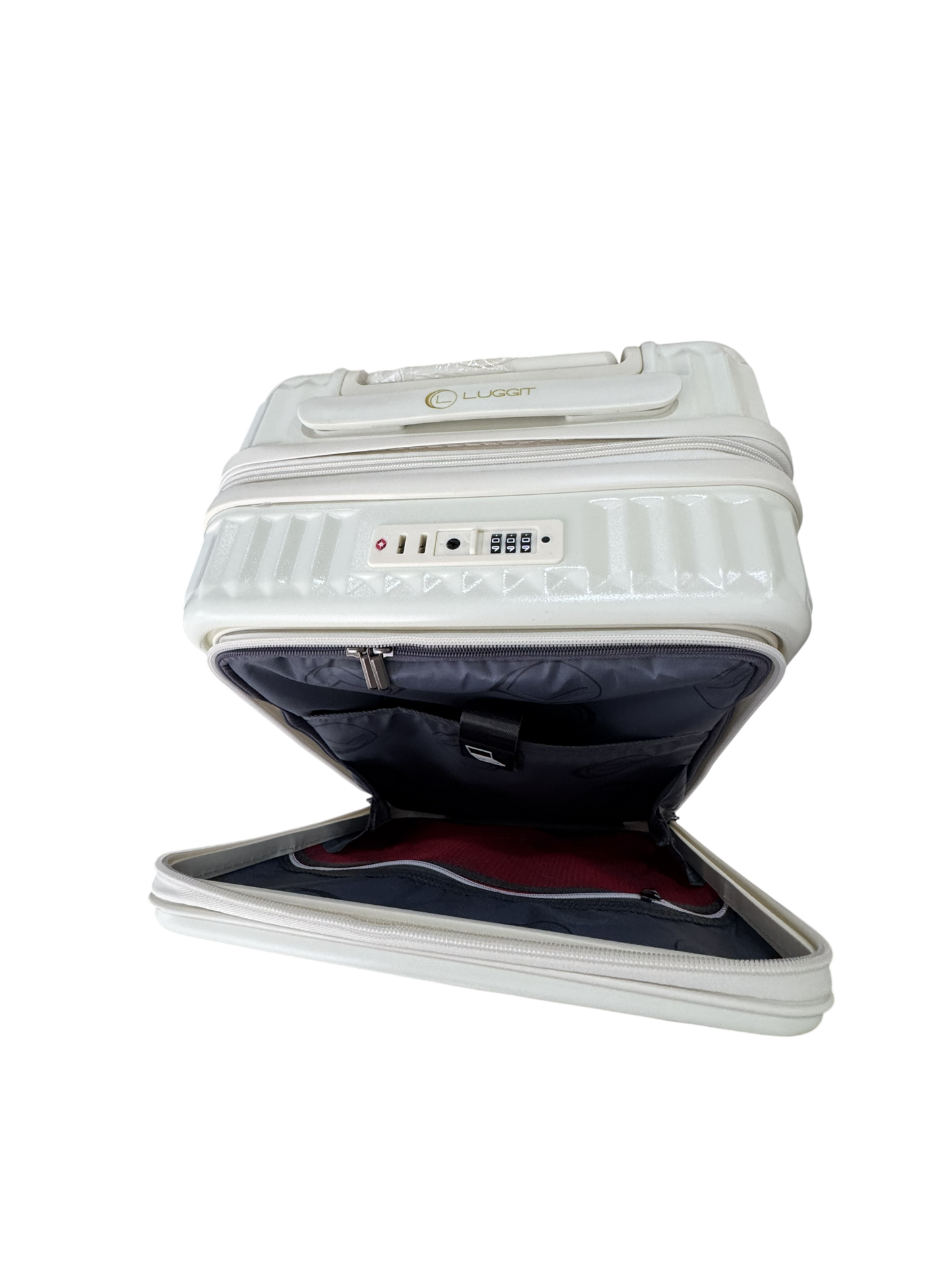 LUGGIT SFO 2.0 Premium Trolley Bag ,SmartView Wide Opening Design,TSA Lock, Polycarbonate Hard Shell, Cream White