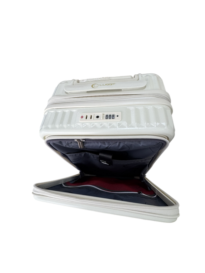 LUGGIT SFO 2.0 Premium Trolley Bag ,SmartView Wide Opening Design,TSA Lock, Polycarbonate Hard Shell, Cream White