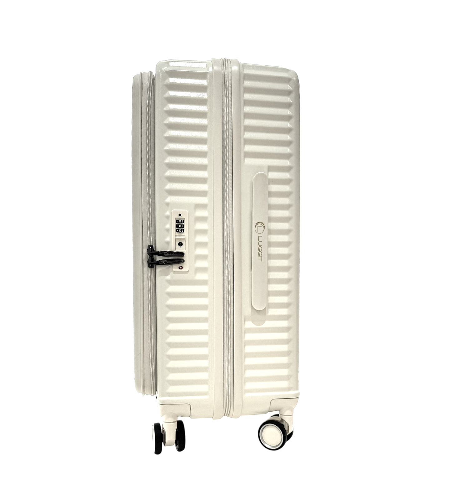 LUGGIT SFO 2.0 Premium Trolley Bag ,SmartView Wide Opening Design,TSA Lock, Polycarbonate Hard Shell, Cream White