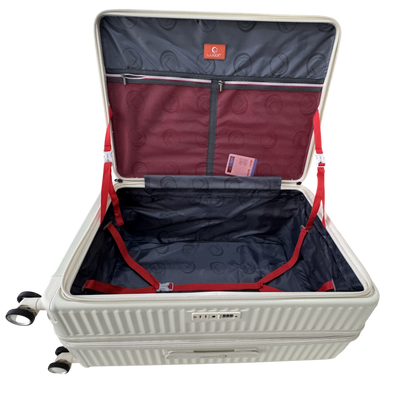 LUGGIT SFO 2.0 Premium Trolley Bag ,SmartView Wide Opening Design,TSA Lock, Polycarbonate Hard Shell, Cream White