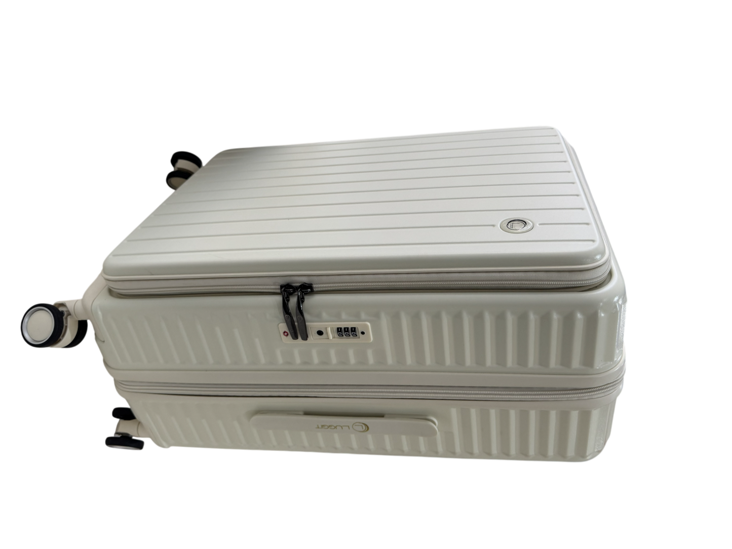 LUGGIT SFO 2.0 Premium Trolley Bag ,SmartView Wide Opening Design,TSA Lock, Polycarbonate Hard Shell, Cream White