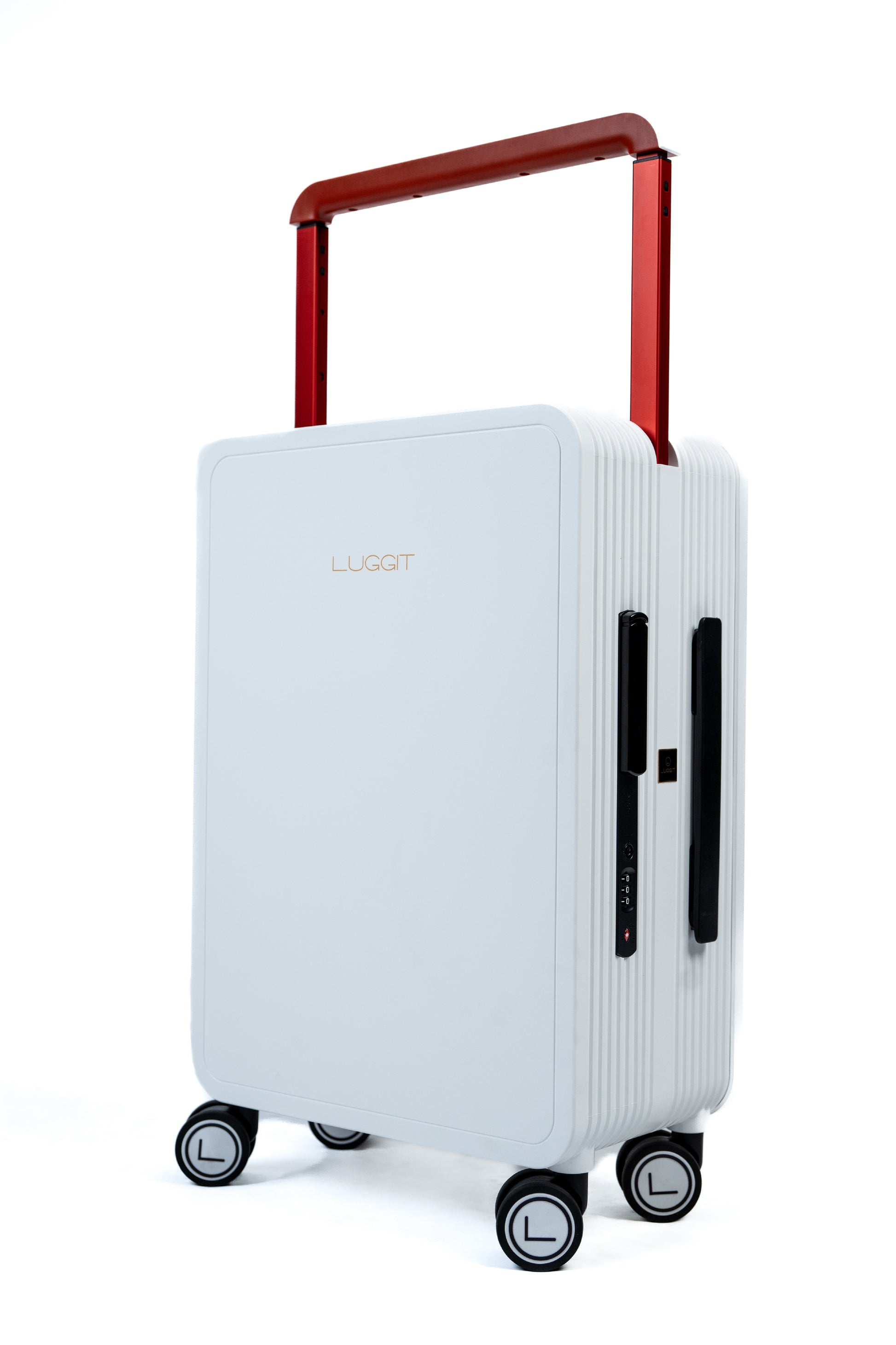 LUGGIT Premium 20-Inch Cabin Luggage – White Travel Suitcase with LUGGIT Smart Silver Aluminium Suitcases