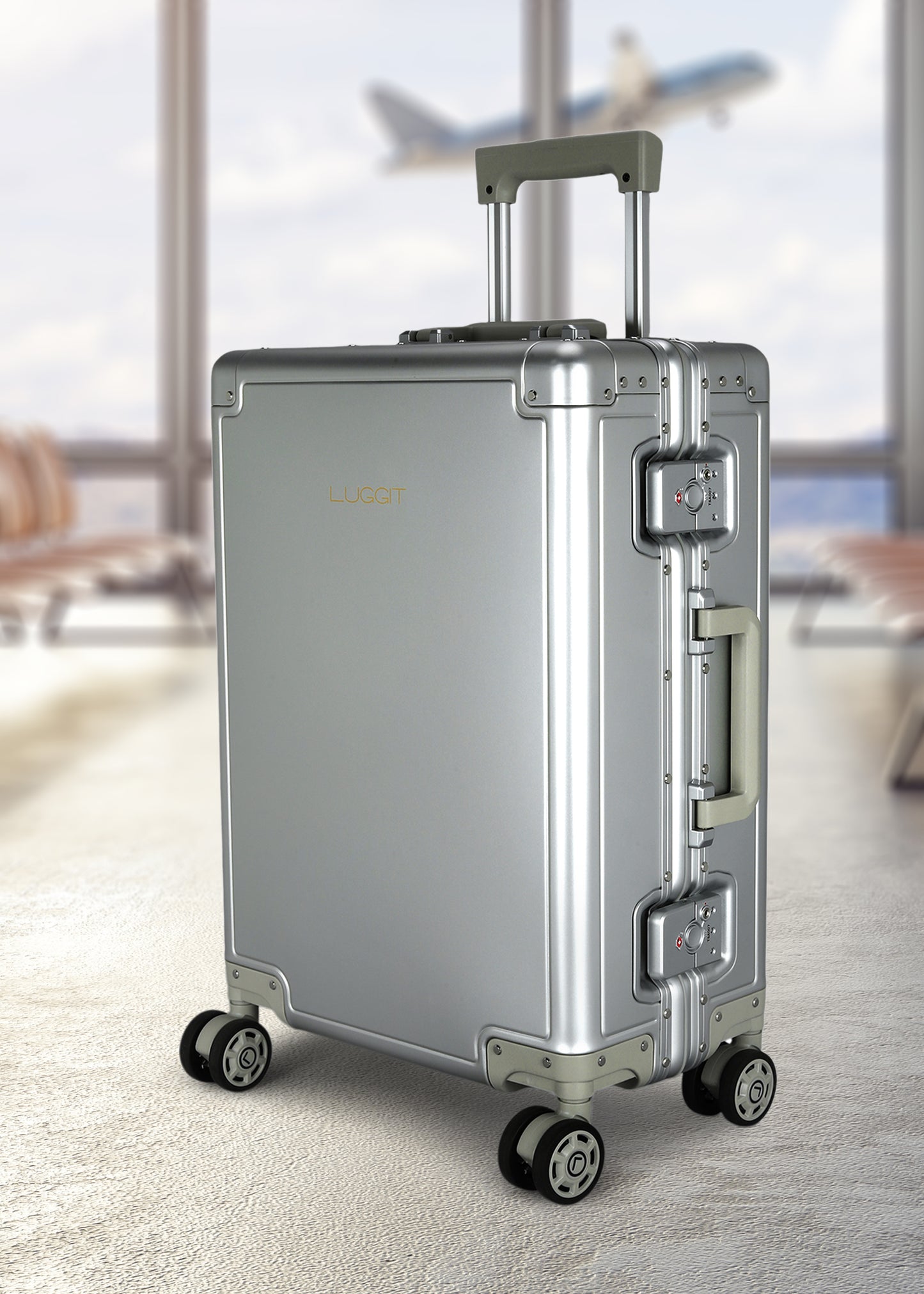 LUGGIT - Earth Circle Full  Aluminium Trolley -Cabin Luggage-Silver