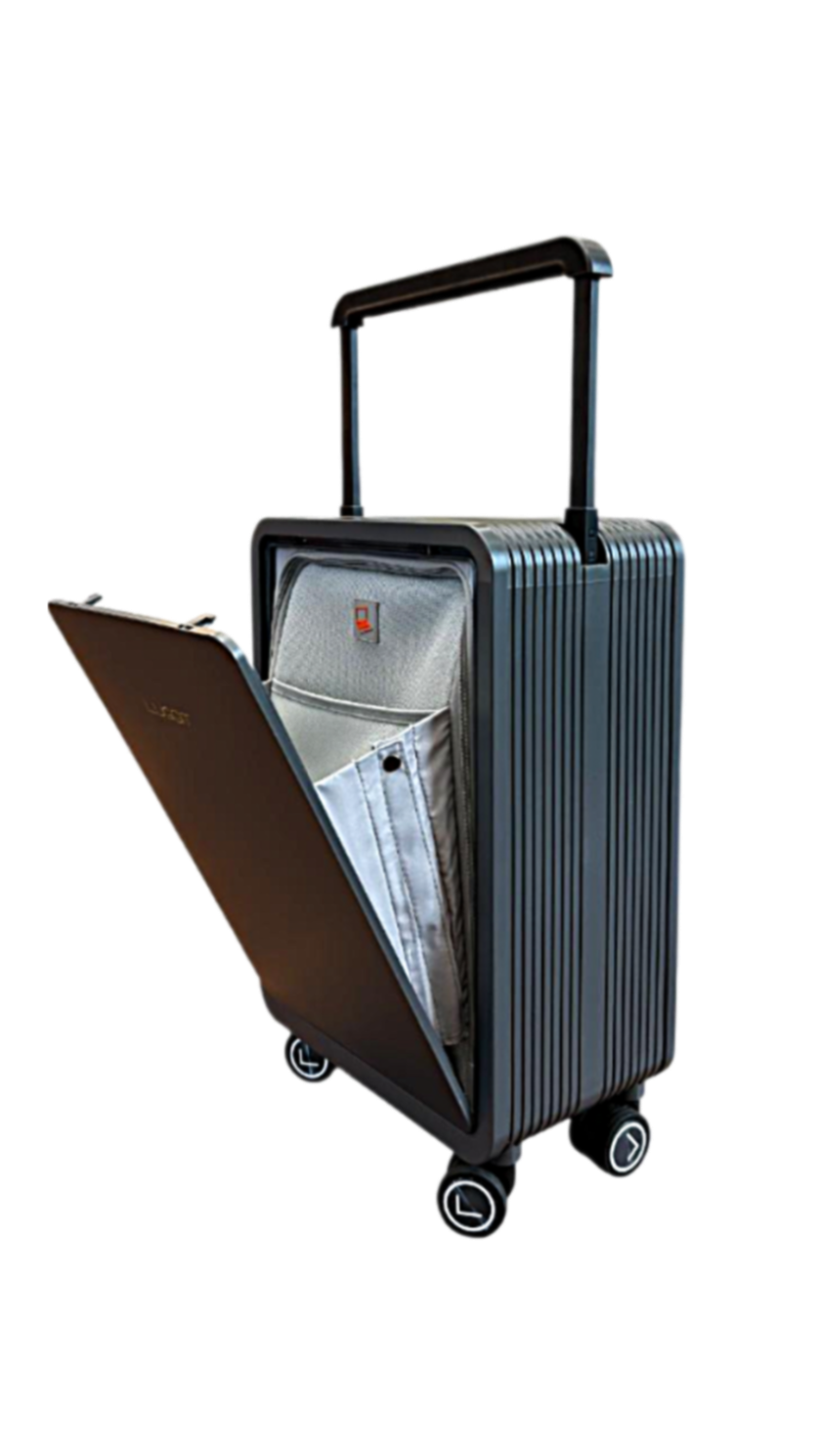 “polycarbonate cabin luggage 20 inch black hard shell trolley bag”