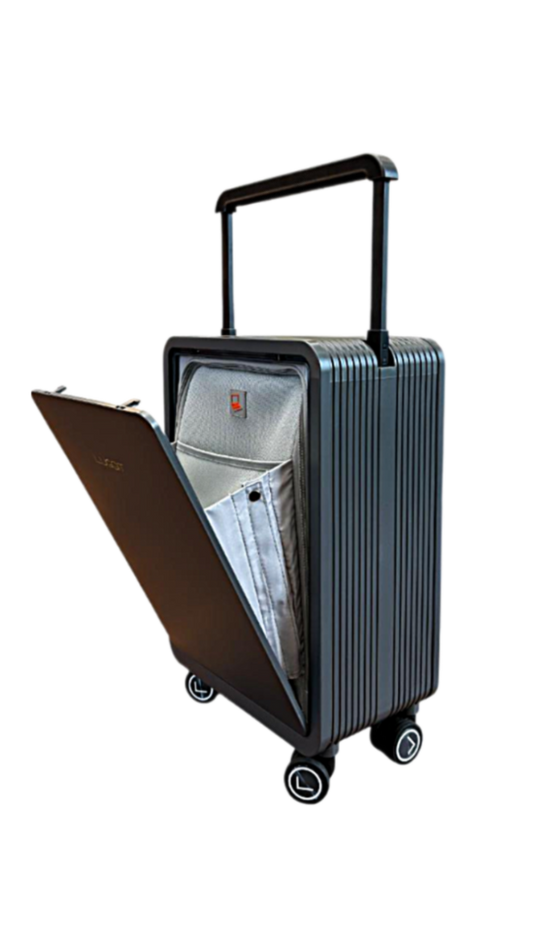 “polycarbonate cabin luggage 20 inch black hard shell trolley bag”