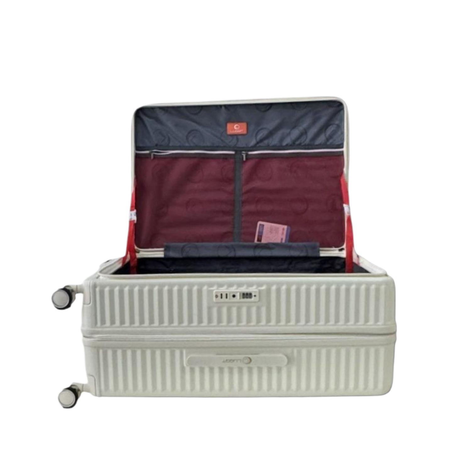 LUGGIT SFO 2.0 Premium Trolley Bag ,SmartView Wide Opening Design,TSA Lock, Polycarbonate Hard Shell, Cream White