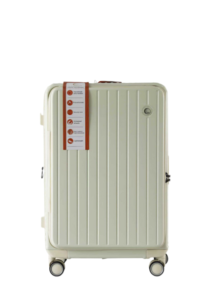 LUGGIT SFO 2.0 Premium Trolley Bag ,SmartView Wide Opening Design,TSA Lock, Polycarbonate Hard Shell, Cream White