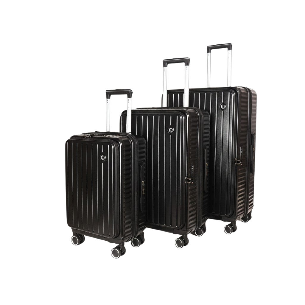 LUGGIT SFO 2.0 Premium Trolley Bag ,SmartView Wide Opening Design,TSA Lock, Polycarbonate Hard Shell, Black