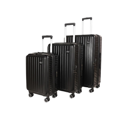 LUGGIT SFO 2.0 Premium Trolley Bag ,SmartView Wide Opening Design,TSA Lock, Polycarbonate Hard Shell, Black