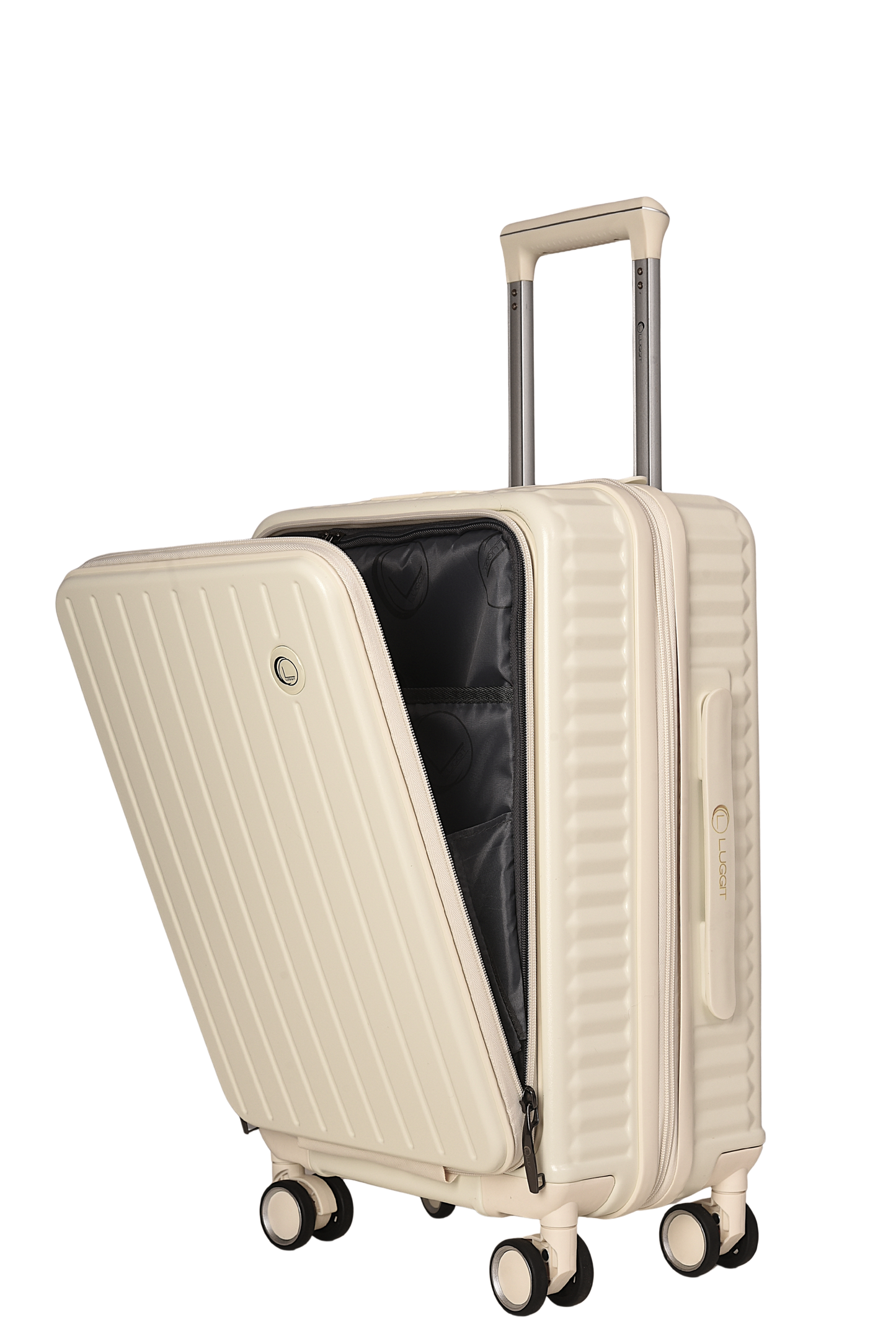 LUGGIT SFO 2.0 Premium Trolley Bag ,SmartView Wide Opening Design,TSA Lock, Polycarbonate Hard Shell, Cream White (Copy)