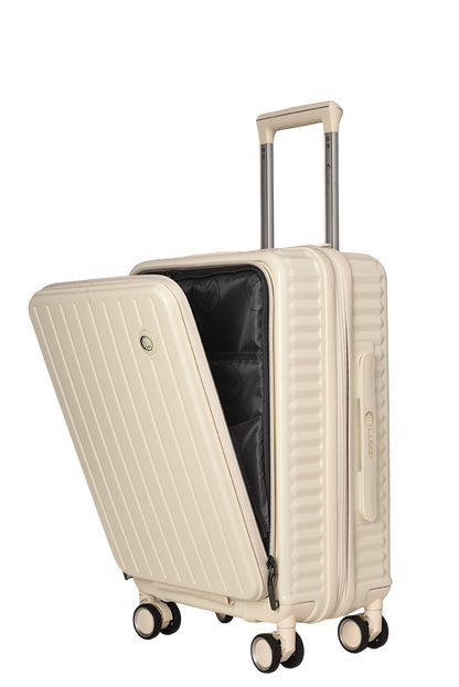 LUGGIT SFO 2.0 Premium Trolley Bag ,SmartView Wide Opening Design,TSA Lock, Polycarbonate Hard Shell, Cream White (Copy)