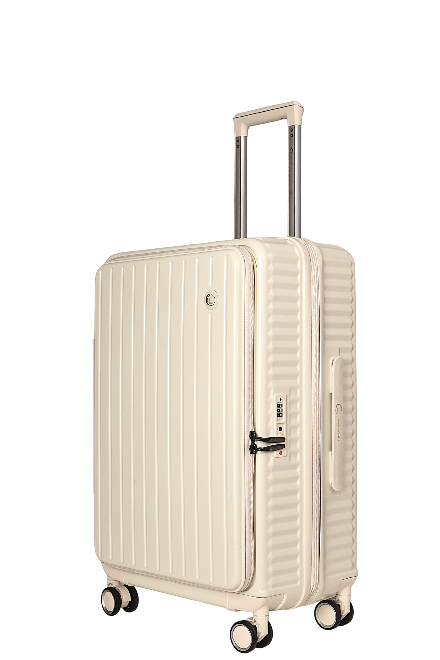 LUGGIT SFO 2.0 Premium Trolley Bag ,SmartView Wide Opening Design,TSA Lock, Polycarbonate Hard Shell, Cream White (Copy)