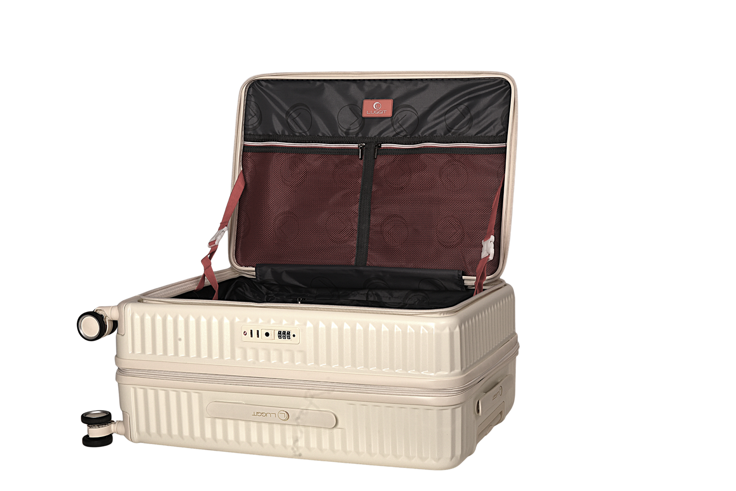 LUGGIT SFO 2.0 Premium Trolley Bag ,SmartView Wide Opening Design,TSA Lock, Polycarbonate Hard Shell, Cream White (Copy)