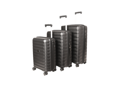 LUGGIT Kyoto  Luggage Set of 3 , Double zipper & Expandable  Design cabin ,Medium, Large Black