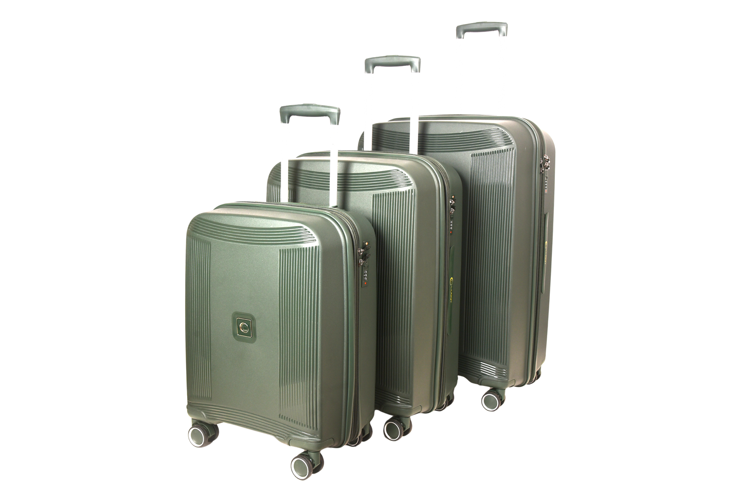 LUGGIT -Nagoya  luggage set of 3 Double zipper & Expandable  Design , Deep green