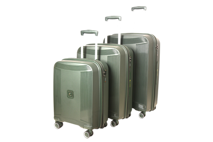 LUGGIT -Nagoya  luggage set of 3 Double zipper & Expandable  Design , Deep green