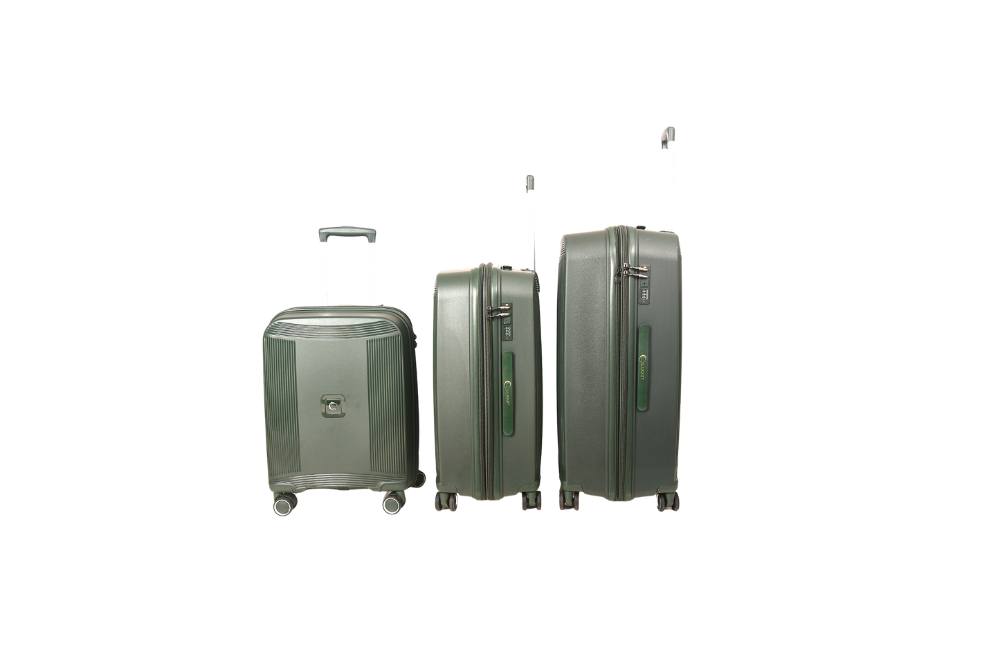 LUGGIT -Nagoya  luggage set of 3 Double zipper & Expandable  Design , Deep green