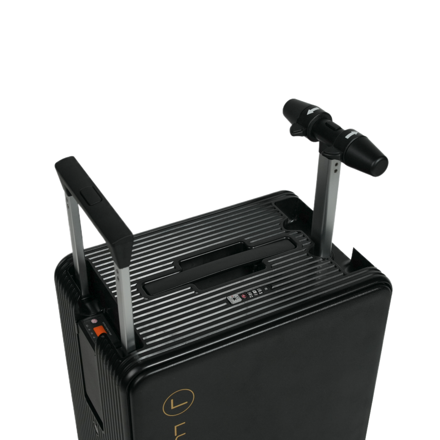 Black suitcase with handle and visible brand luggit