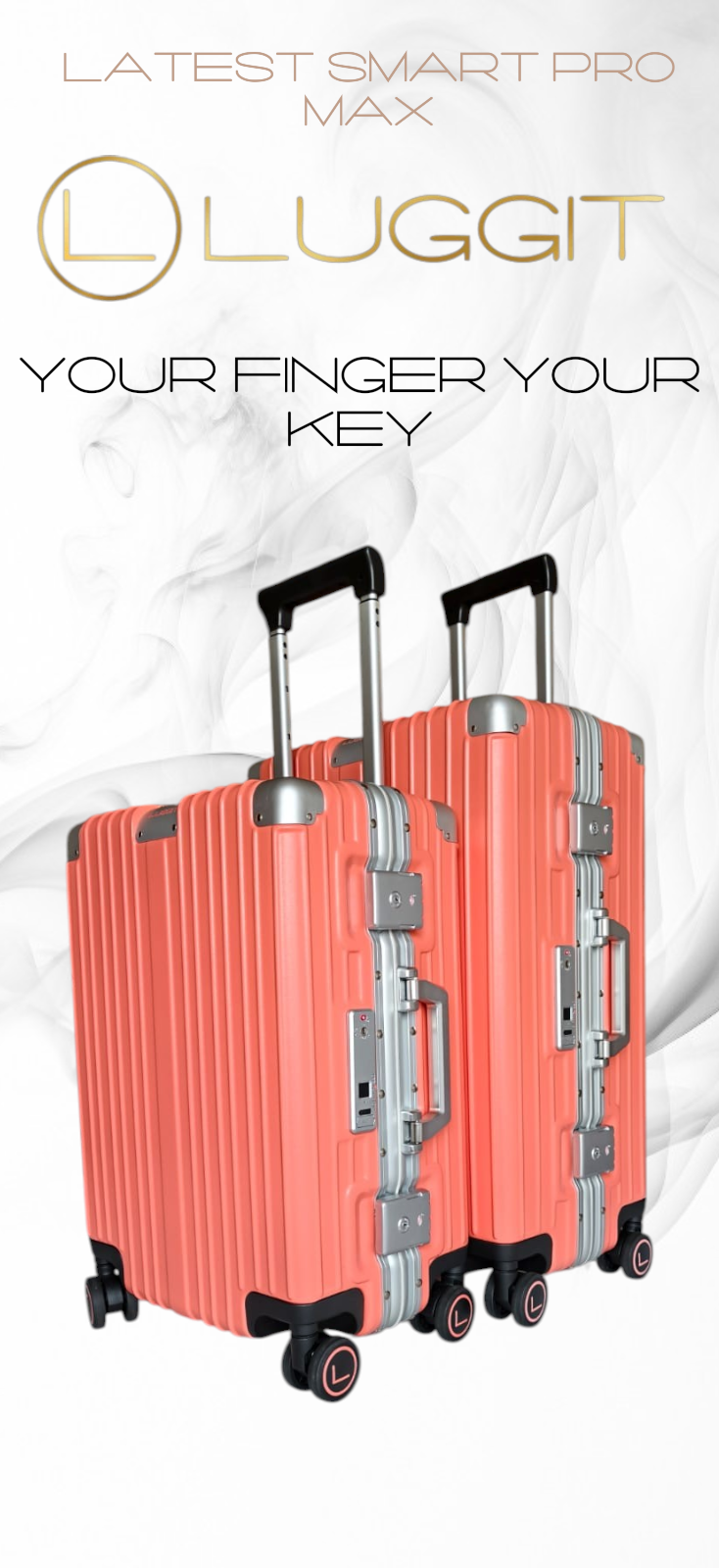 LUGGIT Smart "Pro MAX" Finger Print Unlock - With Triple Protection cabin/Check-in Trolley bag