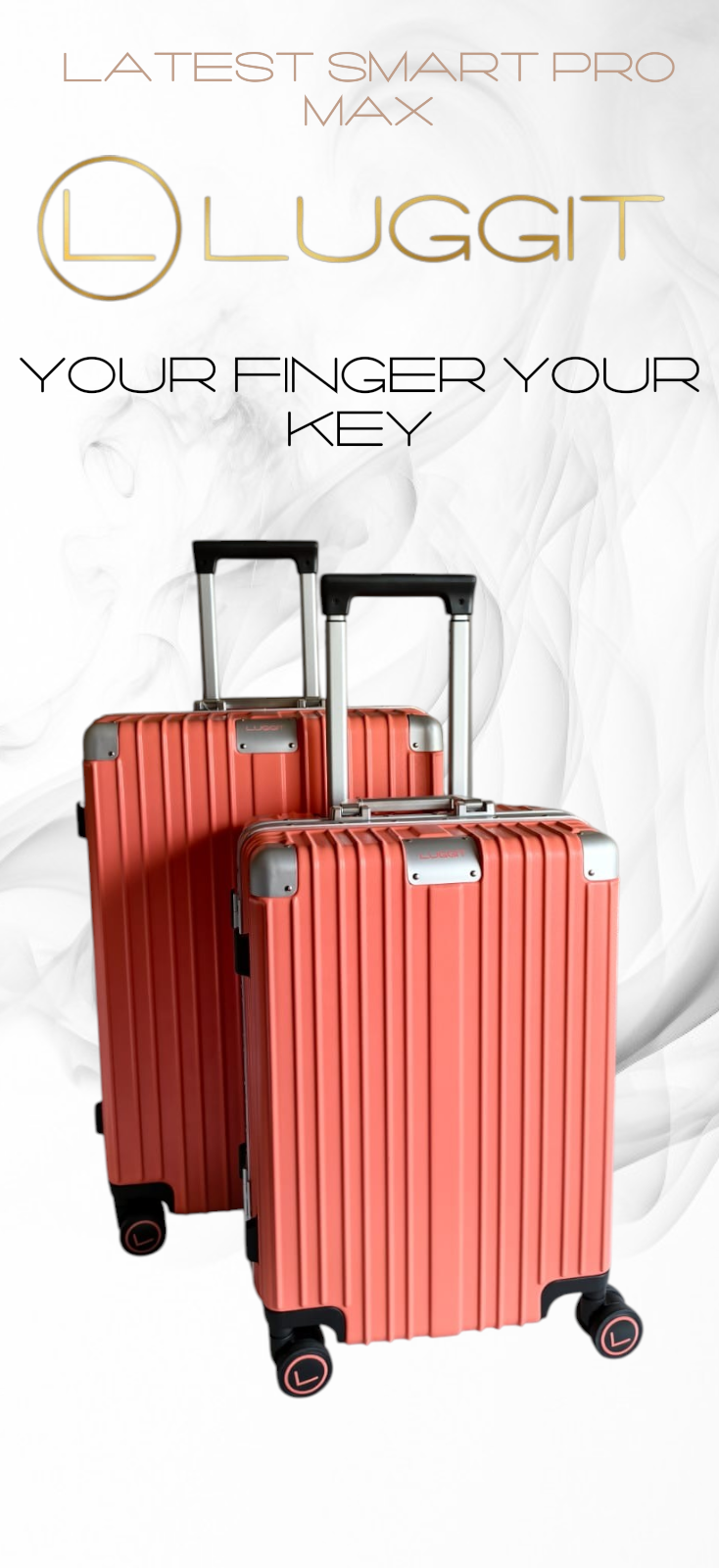 LUGGIT Smart "Pro MAX" Finger Print Unlock - With Triple Protection cabin/Check-in Trolley bag