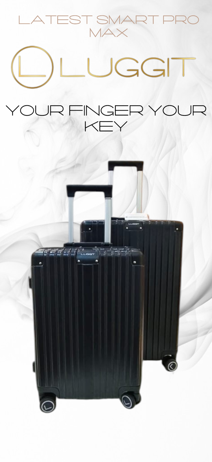 LUGGIT Smart "Pro MAX" Finger Print Unlock - With Triple Protection cabin/Check-in Trolley bag
