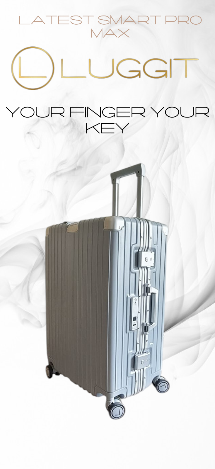 LUGGIT Smart "Pro MAX" Finger Print Unlock - With Triple Protection cabin/Check-in Trolley bag
