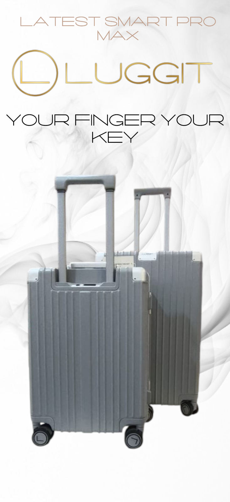 LUGGIT Smart "Pro MAX" Finger Print Unlock - With Triple Protection cabin/Check-in Trolley bag