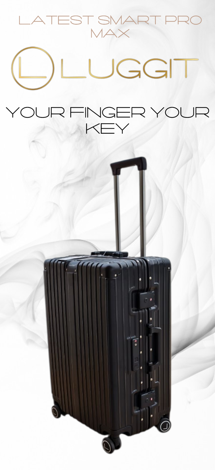 LUGGIT Smart "Pro MAX" Finger Print Unlock - With Triple Protection cabin/Check-in Trolley bag