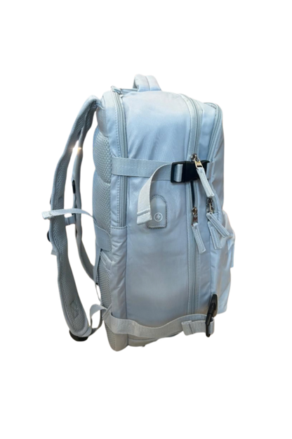 Light blue backpack on a white background luggit