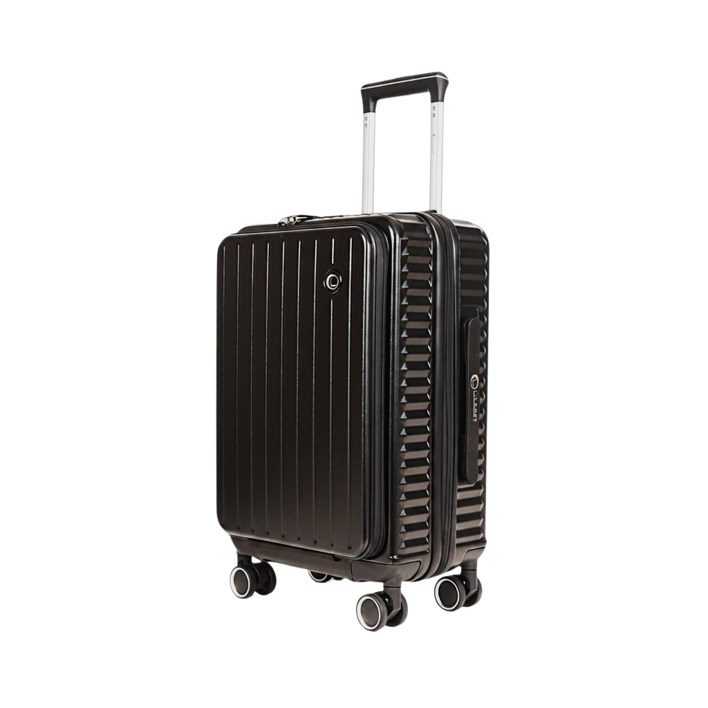 LUGGIT SFO 2.0 Premium Trolley Bag ,SmartView Wide Opening Design,TSA Lock, Polycarbonate Hard Shell, Black