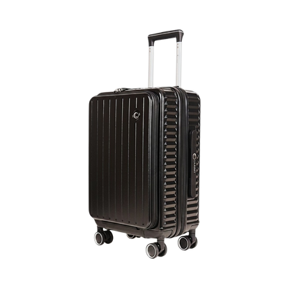 LUGGIT SFO 2.0 Premium Trolley Bag ,SmartView Wide Opening Design,TSA Lock, Polycarbonate Hard Shell, Black