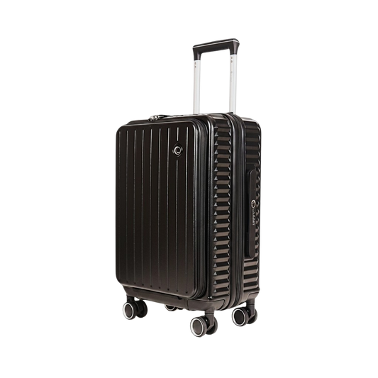 LUGGIT SFO 2.0 Premium Trolley Bag ,SmartView Wide Opening Design,TSA Lock, Polycarbonate Hard Shell, Black