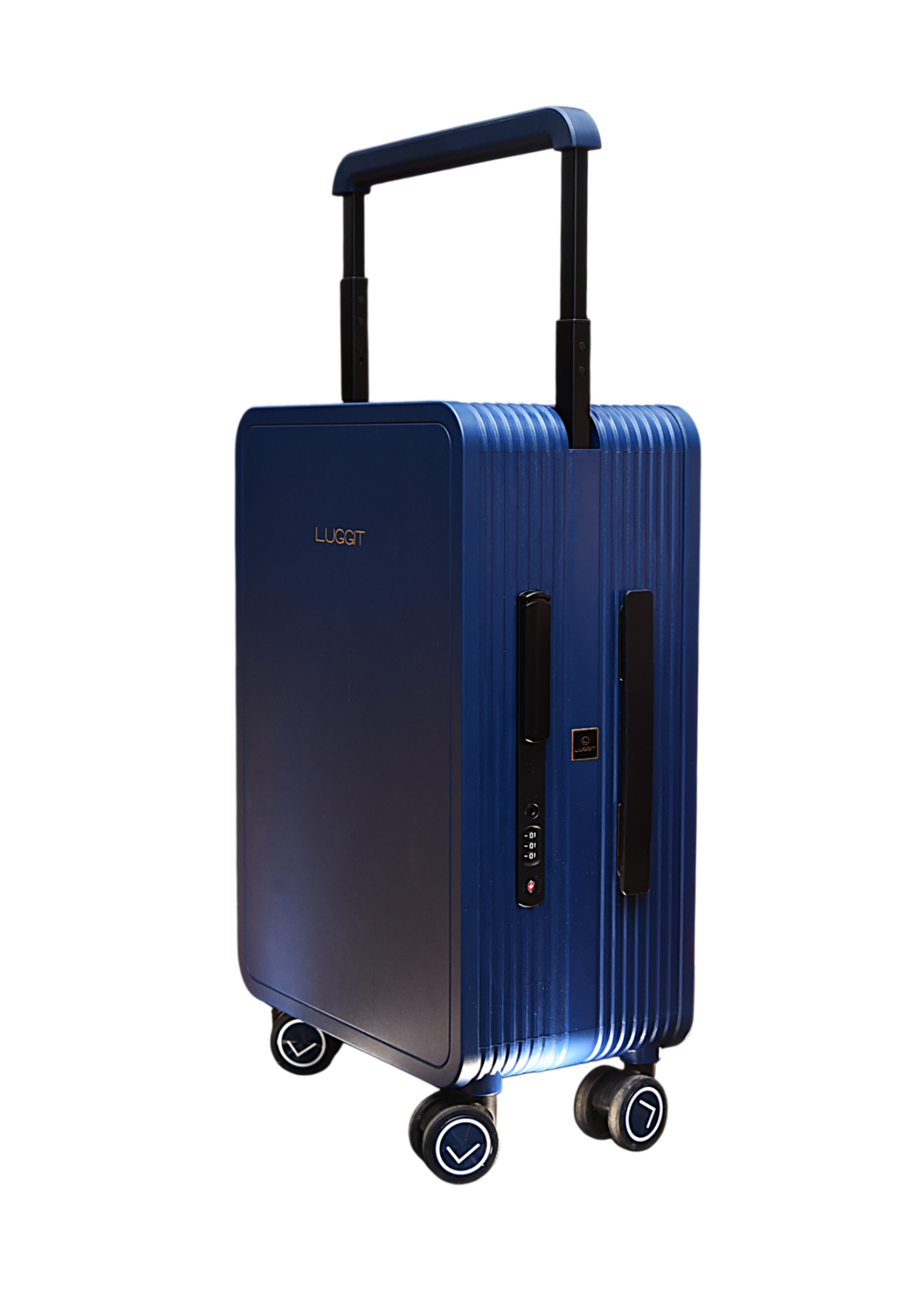 blue hard shell cabin suitcase 20 inch modern travel luggage