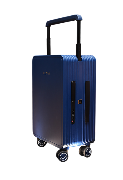 blue hard shell cabin suitcase 20 inch modern travel luggage