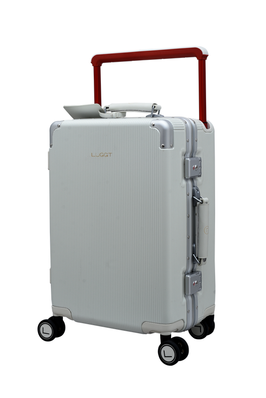 LUGGIT luxury white trolley bag set 20 inch cabin luggage carry on 