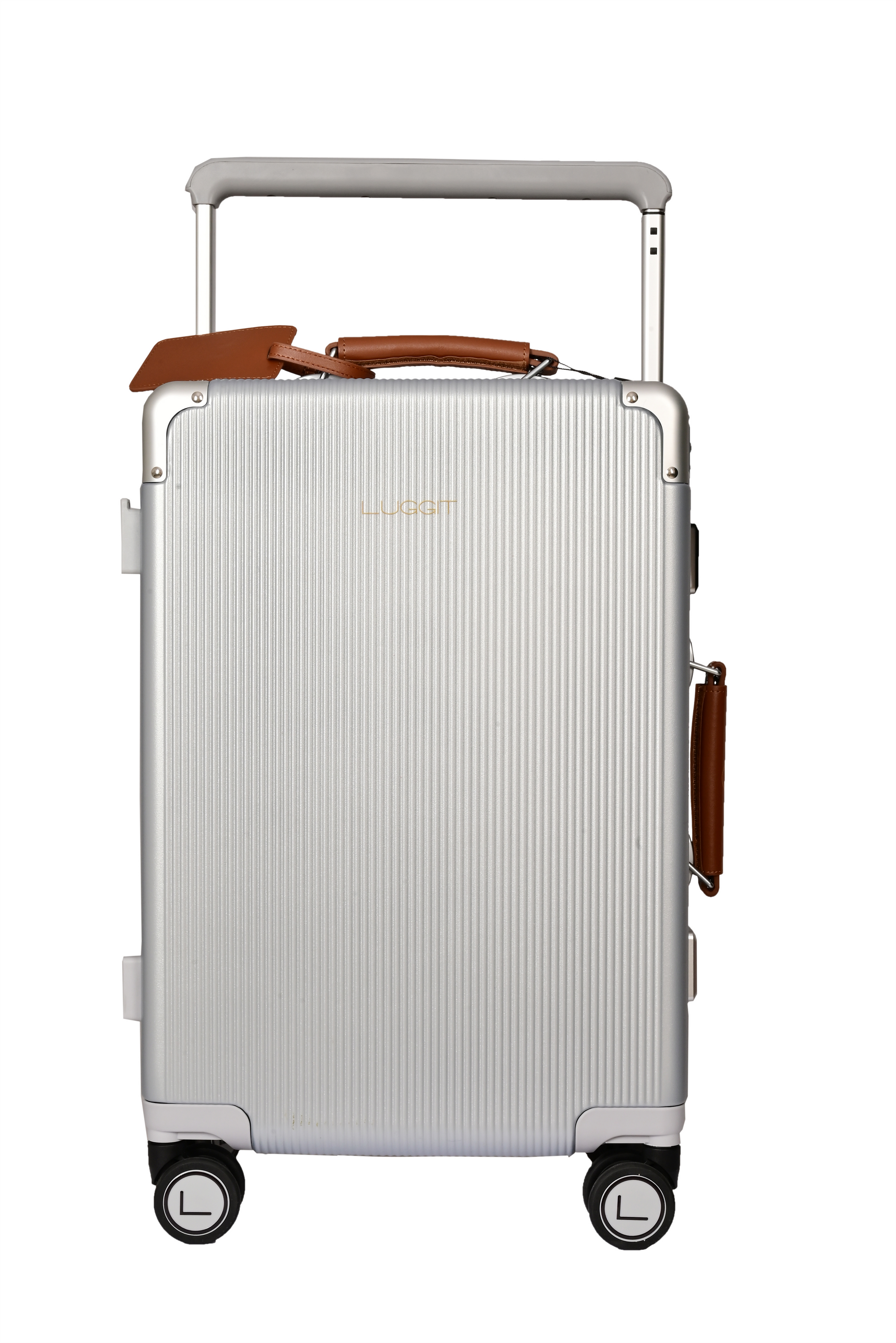 LUGGIT luxury silver trolley bag set 20 inch cabin 24 inch check-in luggage