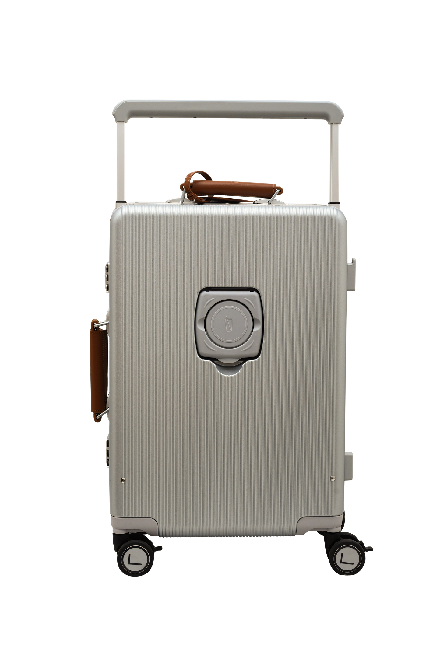 premium silver trolley bag spinner wheels durable travel luggage