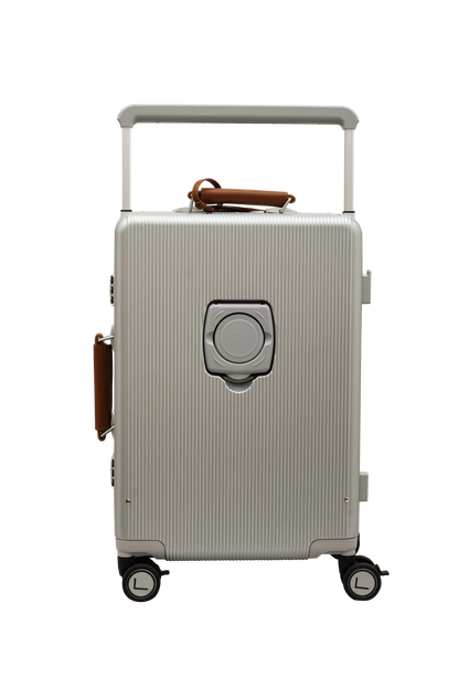premium silver trolley bag spinner wheels durable travel luggage