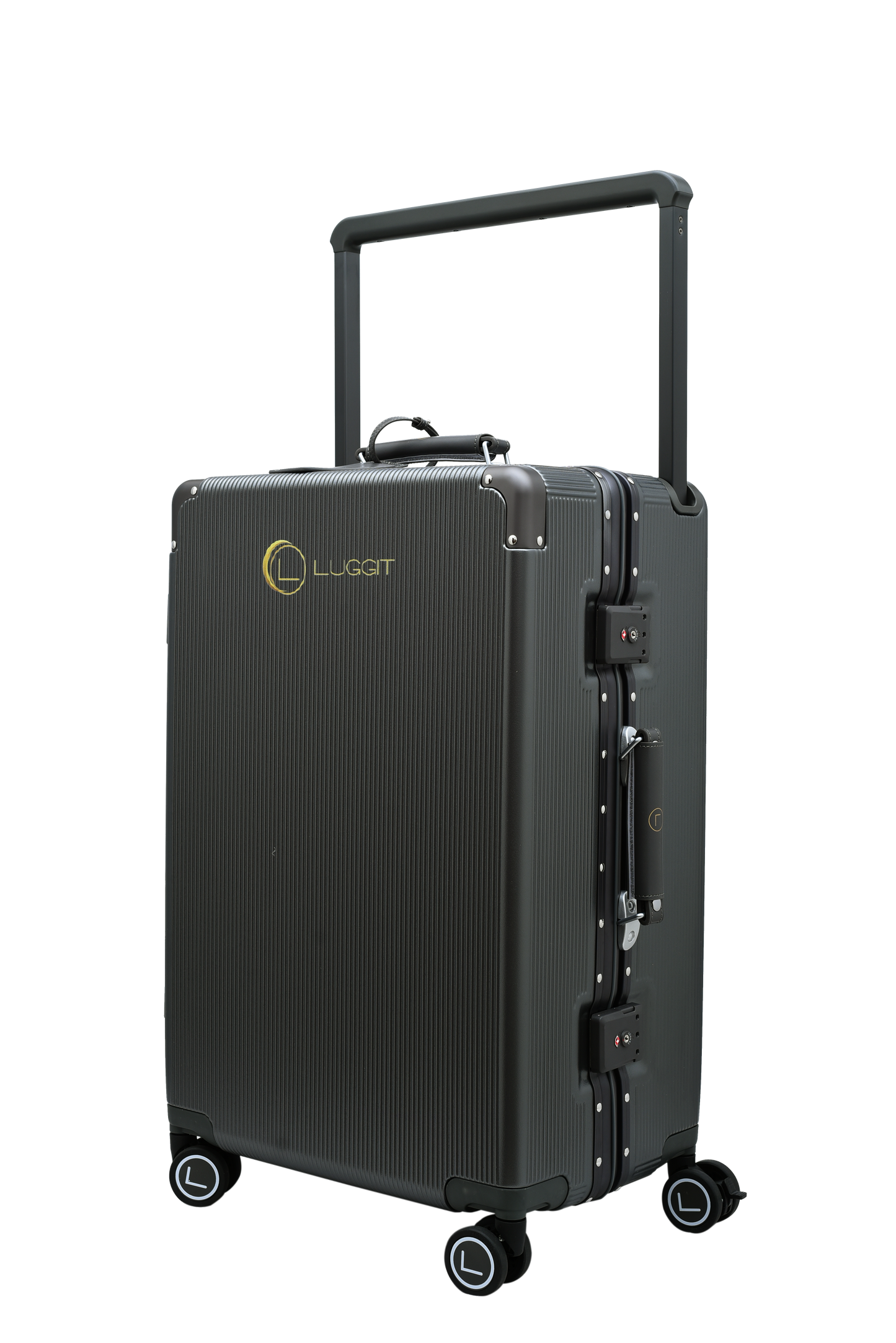 grey hard shell suitcase cabin and check-in luggage set modern design