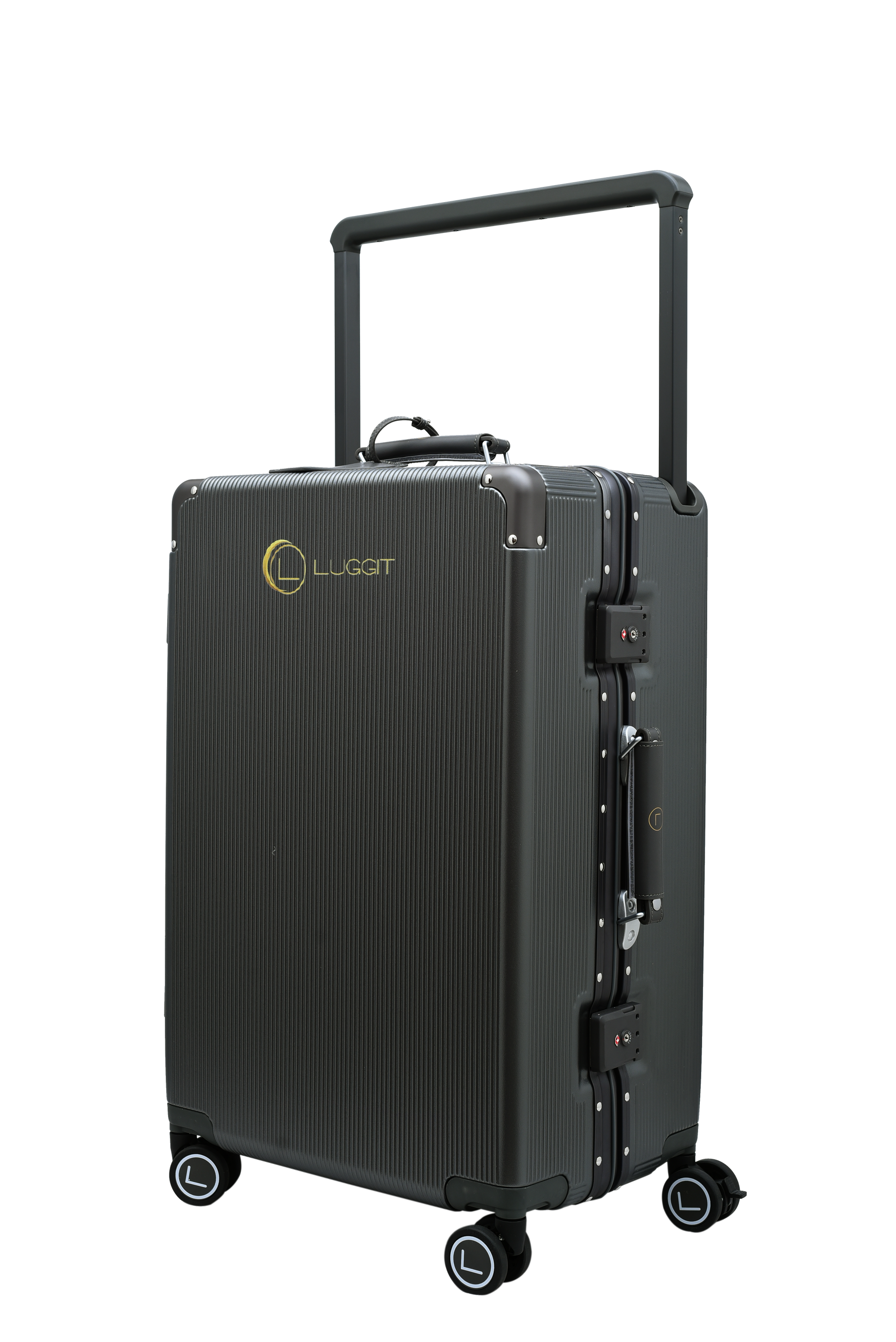 grey hard shell suitcase cabin and check-in luggage set modern design