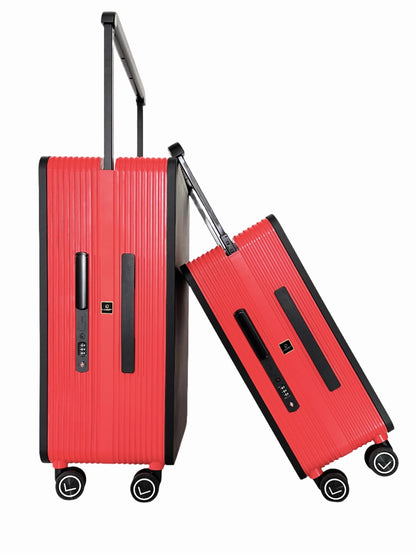 polycarbonate trolley bag black red spinner wheels travel luggage