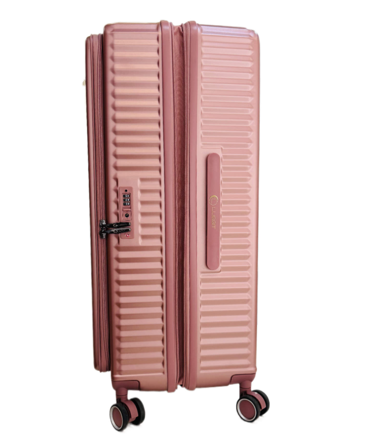 LUGGIT SFO 2.0 Premium Trolley Bag set of 3 ,SmartView Wide Opening Design,TSA Lock, Polycarbonate Hard Shell, Rose Gold