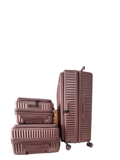 LUGGIT SFO 2.0 Premium Trolley Bag set of 3 ,SmartView Wide Opening Design,TSA Lock, Polycarbonate Hard Shell, Rose Gold