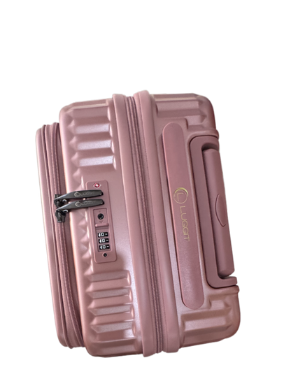 LUGGIT SFO 2.0 Premium Trolley Bag set of 3 ,SmartView Wide Opening Design,TSA Lock, Polycarbonate Hard Shell, Rose Gold