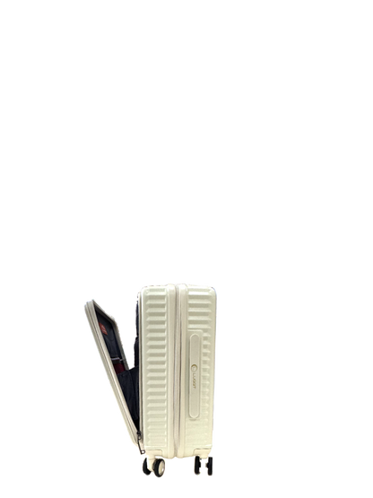 LUGGIT SFO 2.0 Premium Trolley Bag ,SmartView Wide Opening Design,TSA Lock, Polycarbonate Hard Shell, Cream White