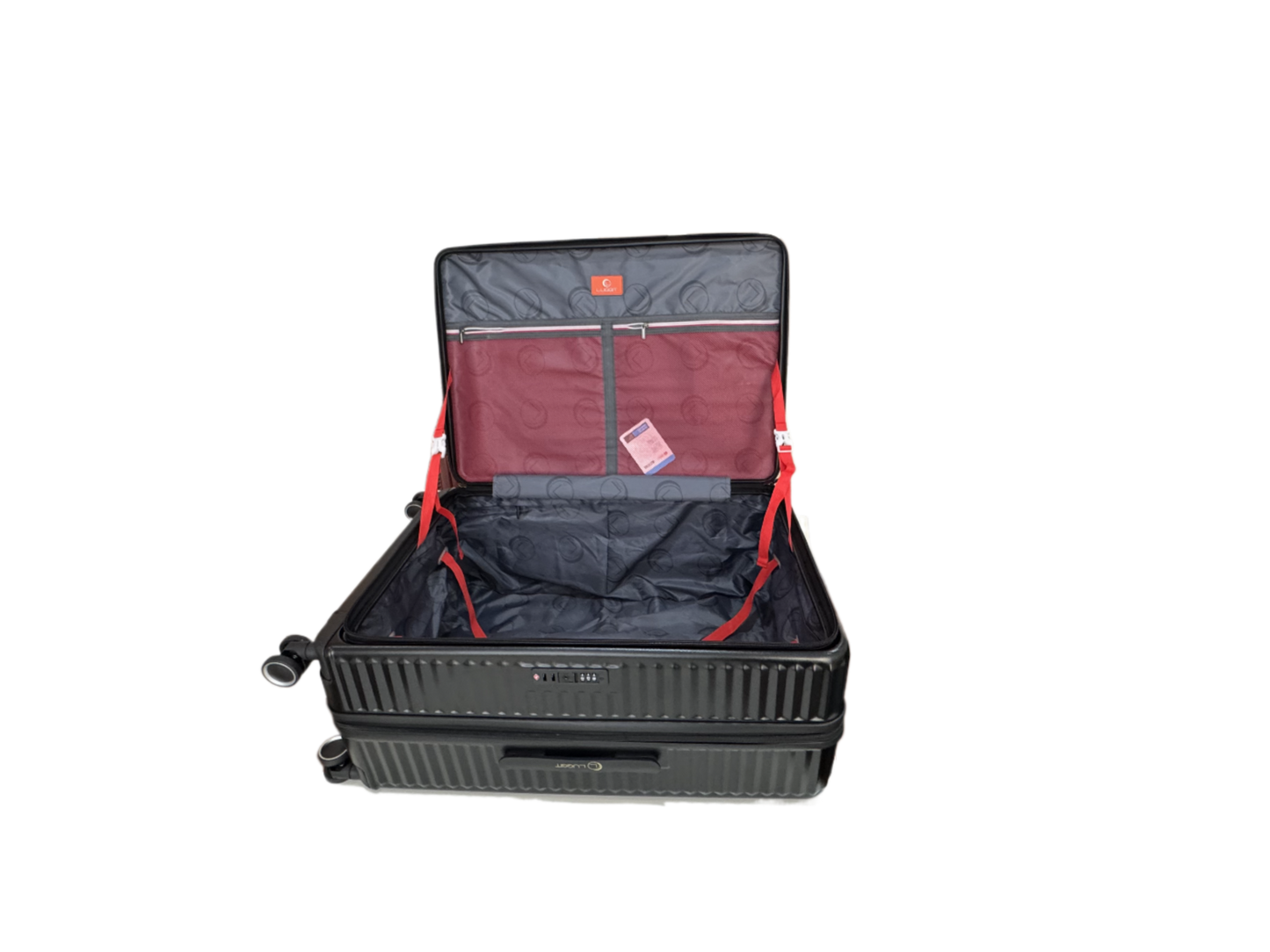 LUGGIT SFO 2.0 Premium Trolley Bag ,SmartView Wide Opening Design,TSA Lock, Polycarbonate Hard Shell, Black